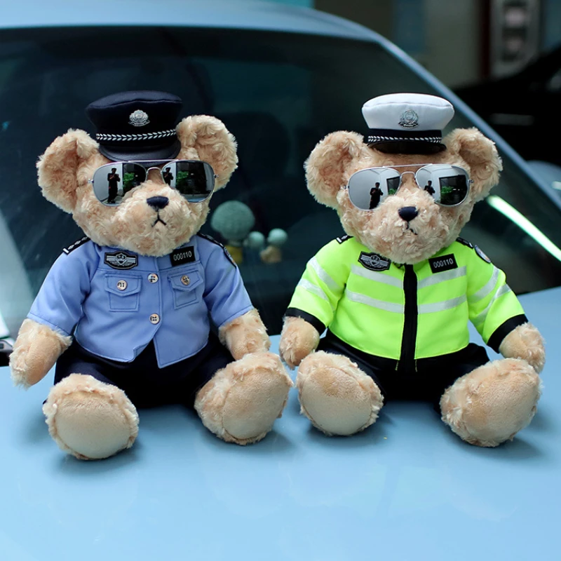 

25/35cm High Quality Soft Police Teddy Bear Plush Toy Cartoon Stuffed Animal Traffic Police Uniform Bears Plushies Doll Toys