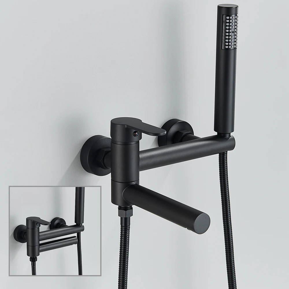 Black Bathtub Faucet Wall Mounted Waterfall Bath Shower System Embedded Wall Tub Water Tap Shower Mixer Faucet