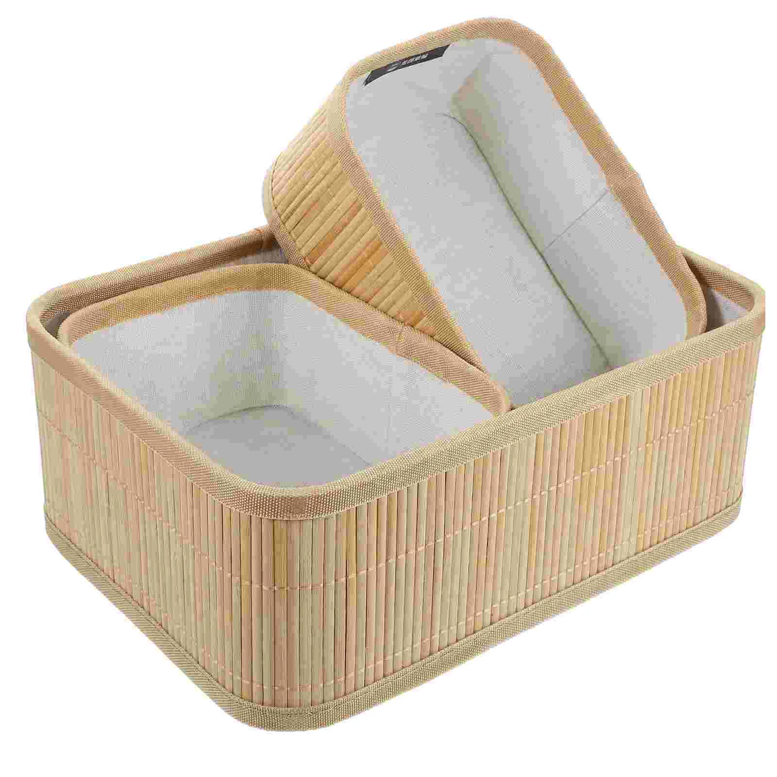 

3pcs Multi-purpose Bamboo Weave Basket Household Storage Basket Sundries Organizer