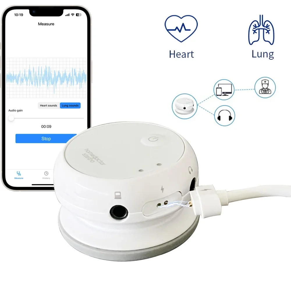 Wireless Digital Stethoscope Bluetooth Amplified Stethoscope For Heart Rhythms Lung Sounds Phones And PC Data Record