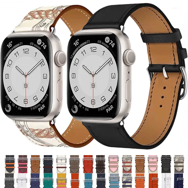 

Ремешок кожаный для Apple watch Ultra 49 мм 8 7 45 мм 41 мм, удобный текстурный браслет для iwatch 6 543SE 40/42/44 мм