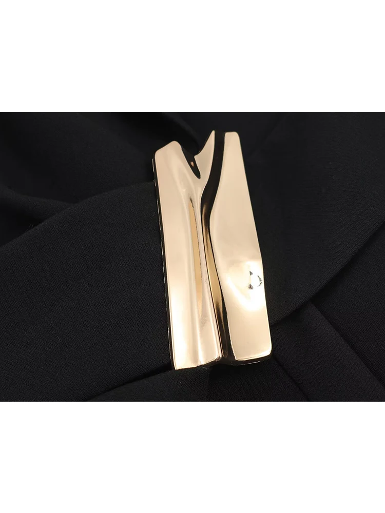 Women Pant 2 Pieces Set V-neck Buckle Decoration Blazer Coat High Waist Pants Female Chic New Office Ladies Fashion Outfits