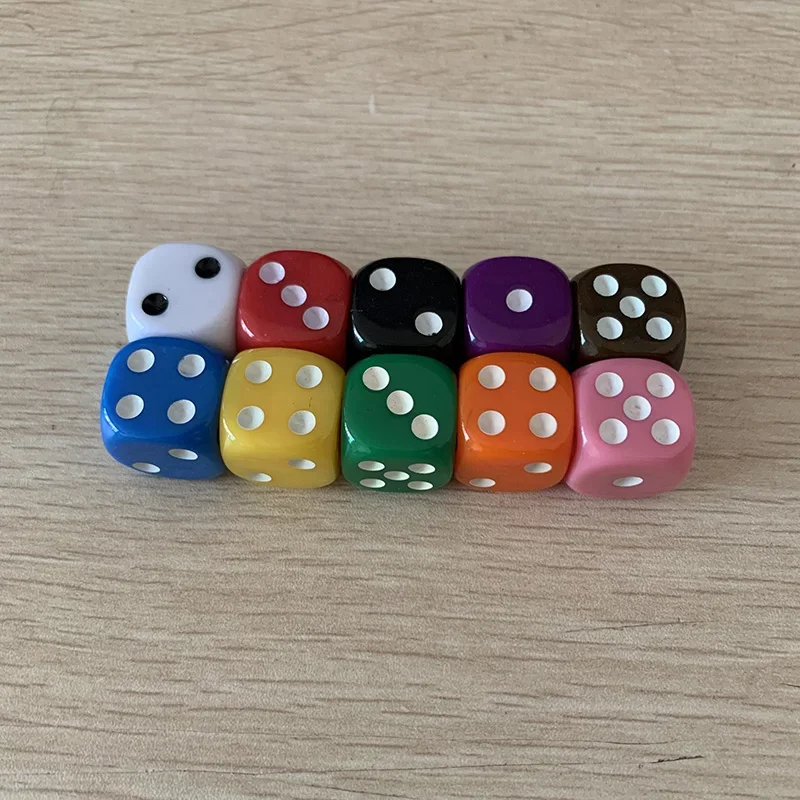 Acrylic dice 10PCS/Lot Dice 10 Colors Solid Acrylic 6 Sided Dice Club/Party/Family Games