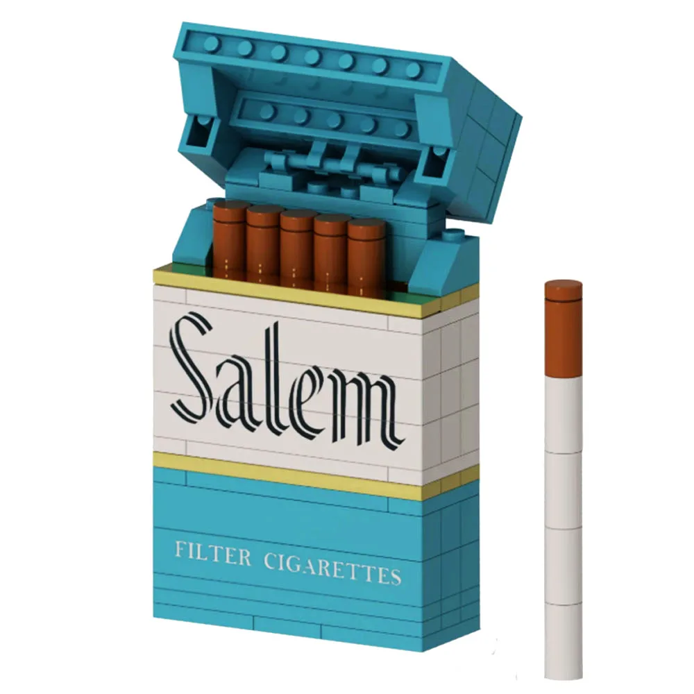 MOC New Collect Brand Cigarette Box Smoke Blocks Red Yellow Green Creative Build