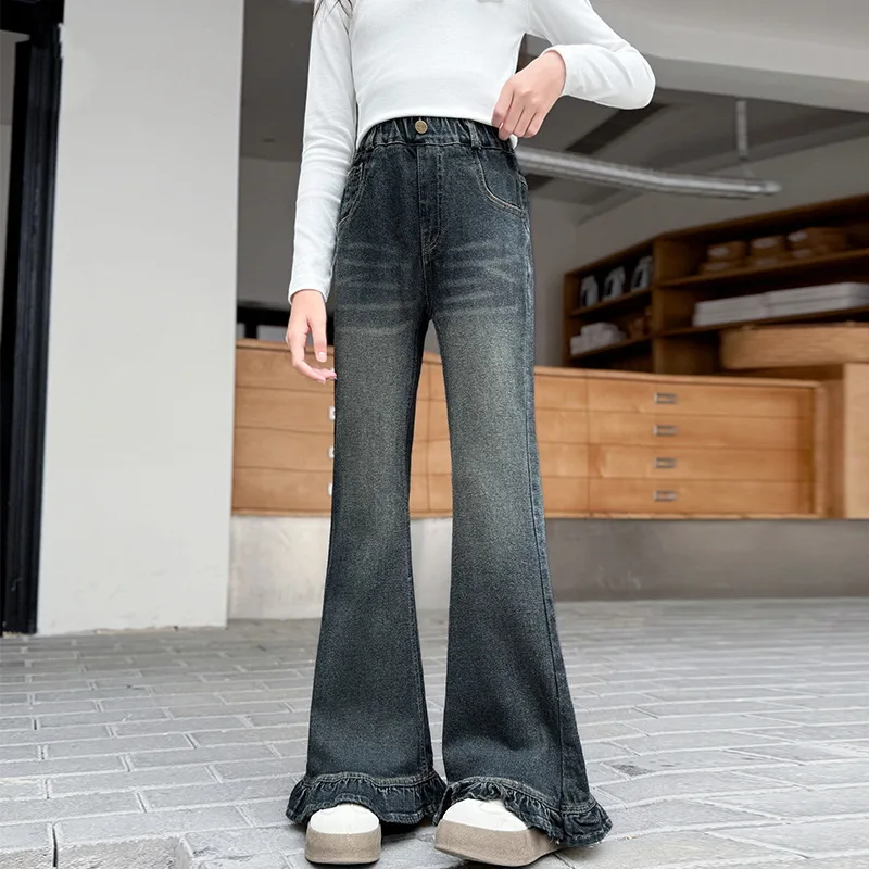 Fashion Jeans for Girls with Split Joint New Arrvial Kids Vintage