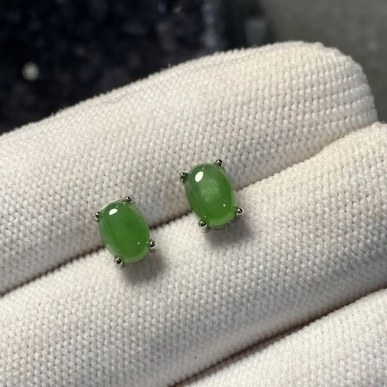 Natural Green Jade 925 Sterling Silver Stud Earrings for women Jewelry Gift Prevent allergy gem jewelry Genuine stone