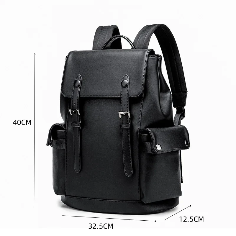 New Fashion Backpack Men Luxury Solid Leather Men's Backpack Business Travel Laptop Backpack Male High Capacity School Bag 2