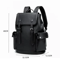 New Fashion Backpack Men Luxury Solid Leather Men's Backpack Business Travel Laptop Backpack Male High Capacity School Bag 2