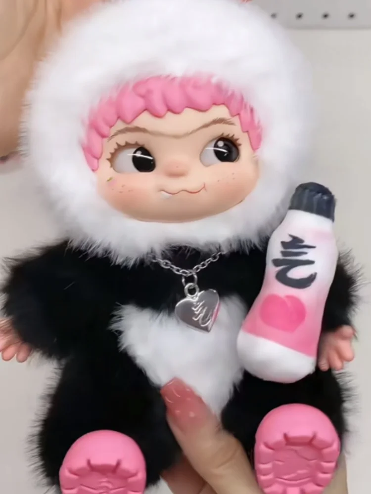 Genuine Wakuku Pink Panda Chubby Vinyl Face Doll Trendy Cute
