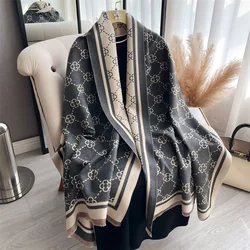 Elegant Cashmere Plaid Scarf: Luxe Winter Pashmina Shawl and Cozy Blanket Wrap (DE647-01)