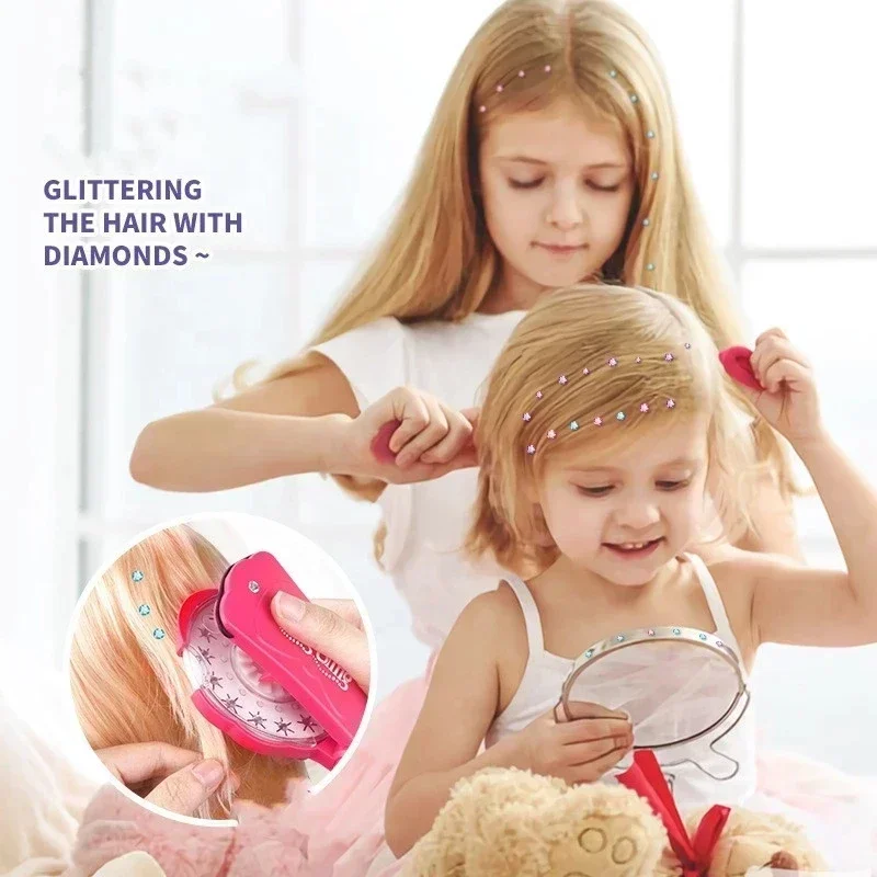 180/360 Hair Gems Bling Deluxe Set Toy Makeup Play Glass Crystal Rhinestone Decoration DIY Girls Hair Design Shoes Sticker Gift,hair accessories