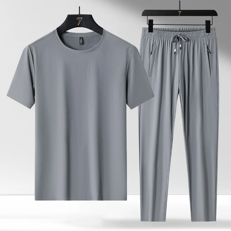 Fashion Loose Elastic Waist Zipper Pockets Bandage Casual Sets 2024 Men Clothing Summer New Oversized Solid Color Men's Sets