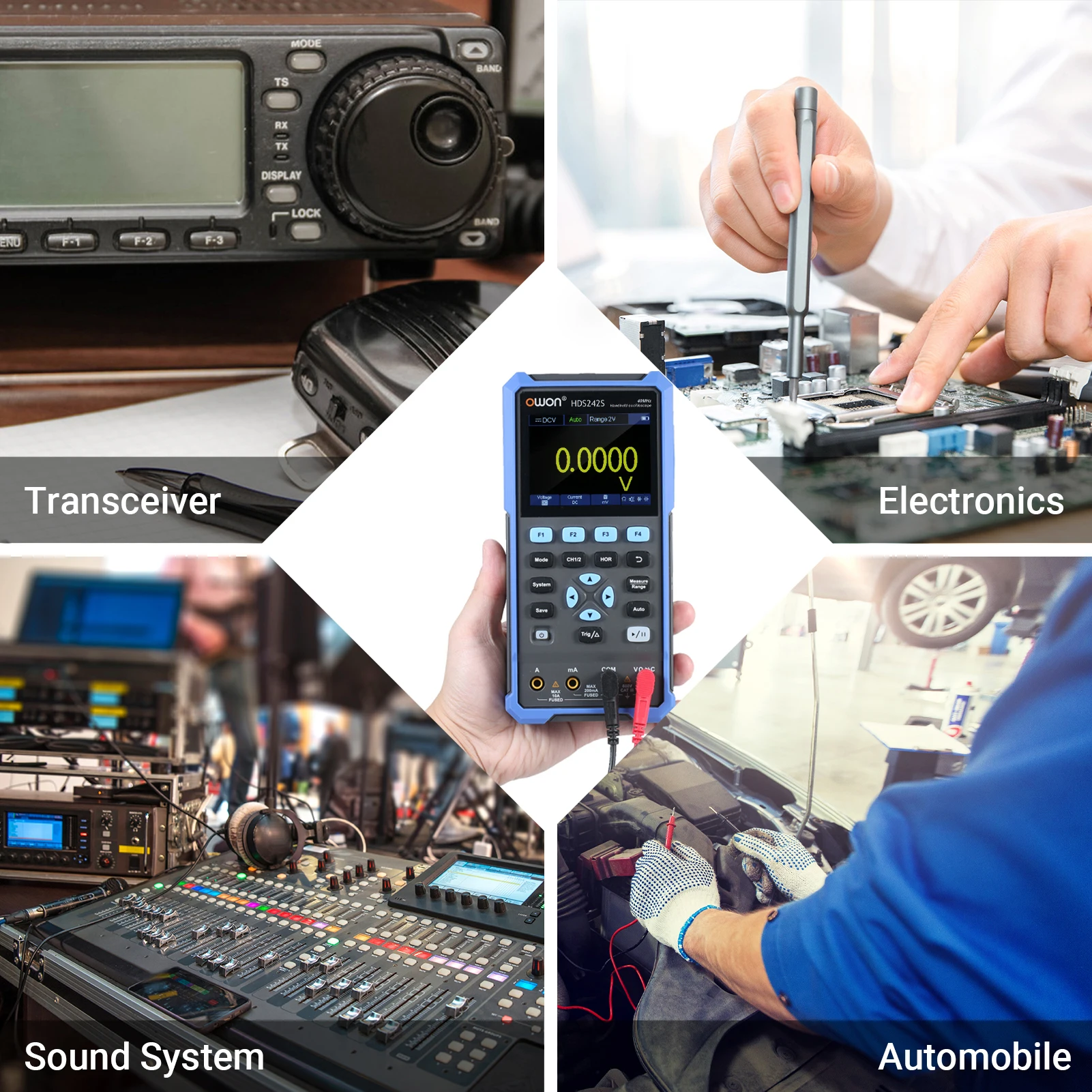 OWON HDS242S 242 Handheld Digital Oscilloscope 250MS/s 8 Bits 40MHz Bandwidth 2CH+1CH Generator True-RMS Multimeter Osciloscopio digital oscilloscope
