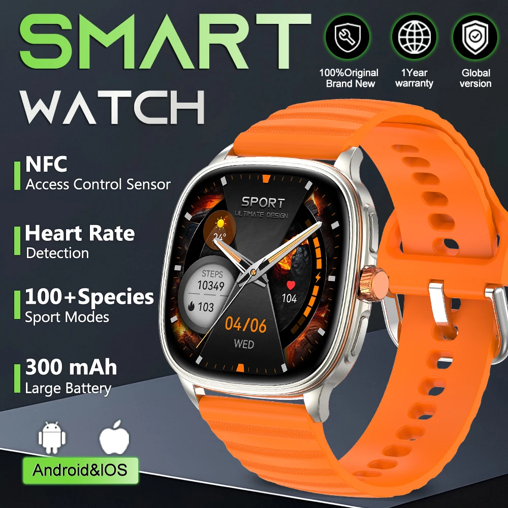 Smartwatch sportivo con cardiofrequenzimetro, chiamate Bluetooth, impermeabilità IP68, batteria a lunga durata da 1000mAh, nuovo smartwatch da uomo per attività all'aperto.