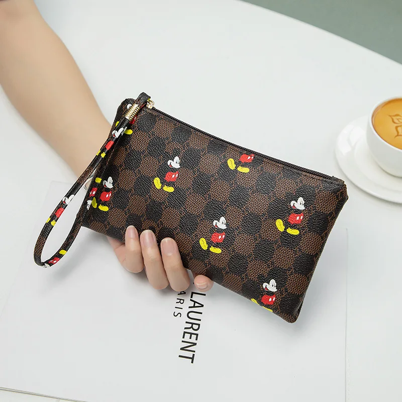 Disney Mickey Wallet for Women Mobile Phone Bag Simple Fashion Leather Clutch Bag Large Capacity Storage Zipper Small Purse