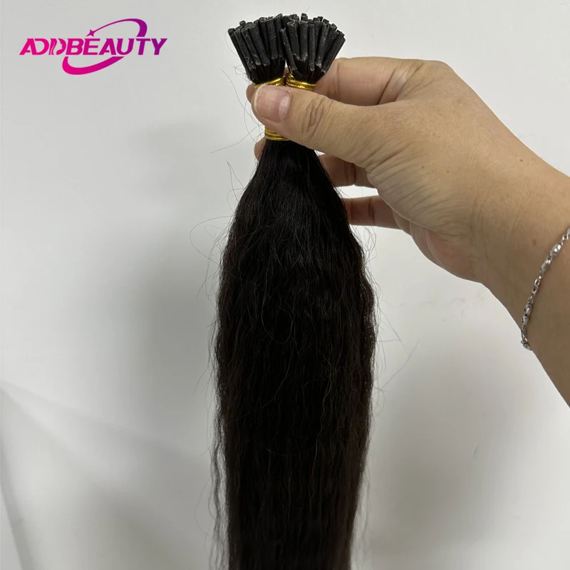 New Yaki Straight I Tip Hair Extension Human Hair Extension Kinky Straight Natural Fusion Human Capsule Keratin