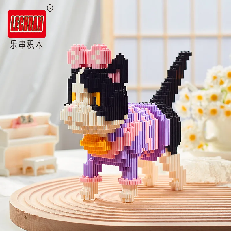 Linkgo Connection Bausteine Kreuzkleid Haustier Katze Hund Zusammengebaut Corgi Bulldog Mini Micro Brick Figuren Kinderspielzeug für Kinder – Detail 5