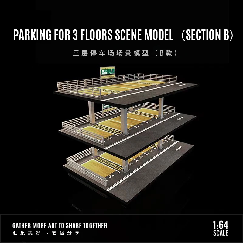 MoreArt 1:64 Three Storey Steel Frame Style Garage Scene Model Car Parking Lot Display&Collection&Gift 