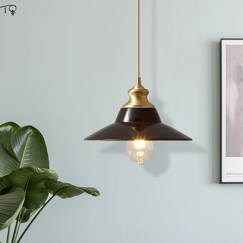 

Japanese Vintage Industrial Copper Ceramic Pendant Lights LED Home Decorative Indoor Lighting Restaurant Bedroom Bedside Cafe
