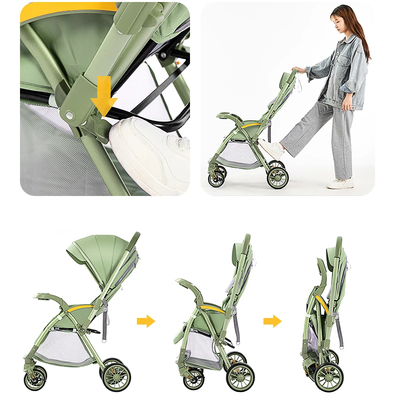 Bi-directional High Landscape Baby Stroller Can Sit or Lie Down Four Wheel Shock Absorber Lightweight Foldable Handcart baby stroller