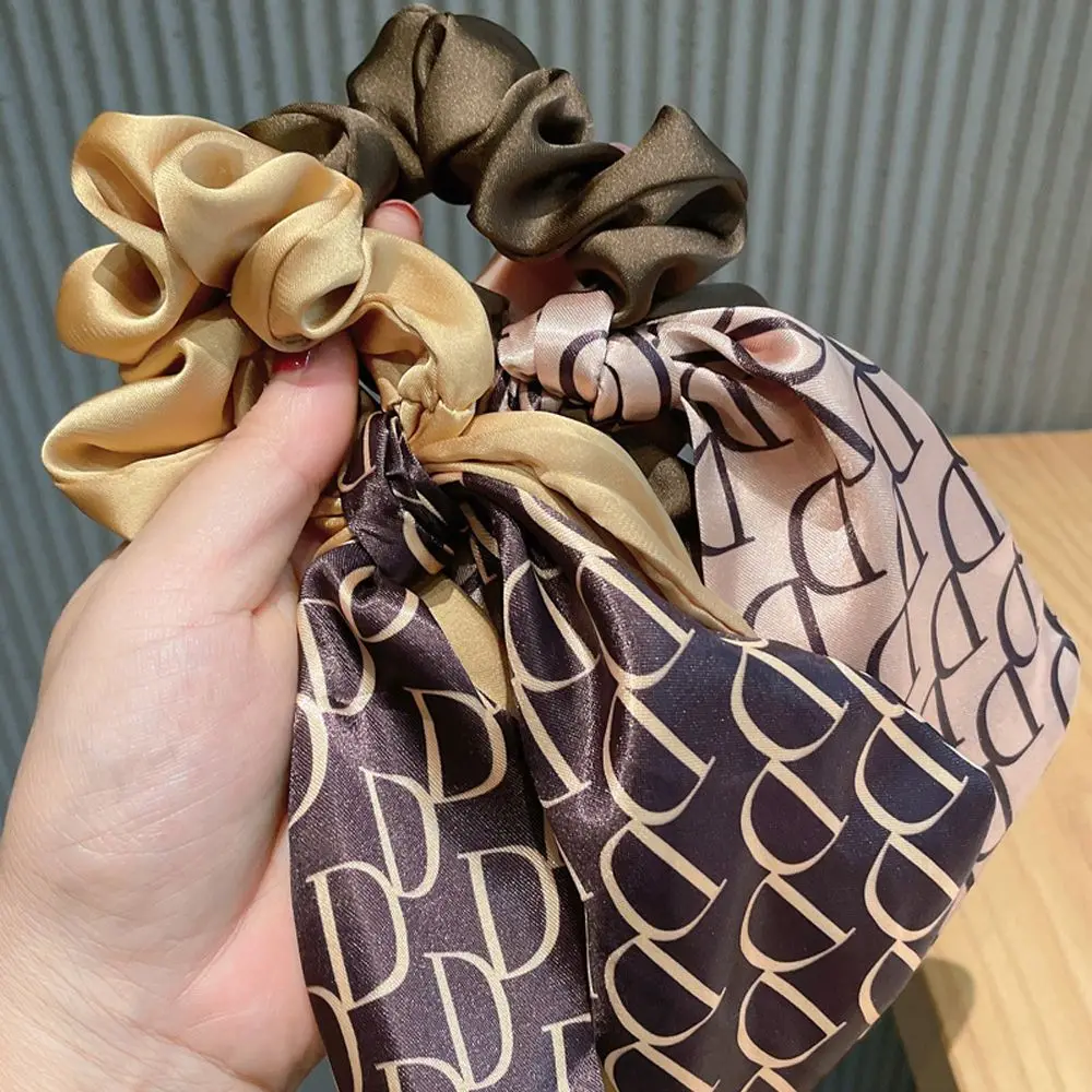 

Retro Cloth Gift Hair Accessories Solid Color Ribbon Scrunchies Elastic Hair Bands Korean Style Hair Rope Women Hair Ties