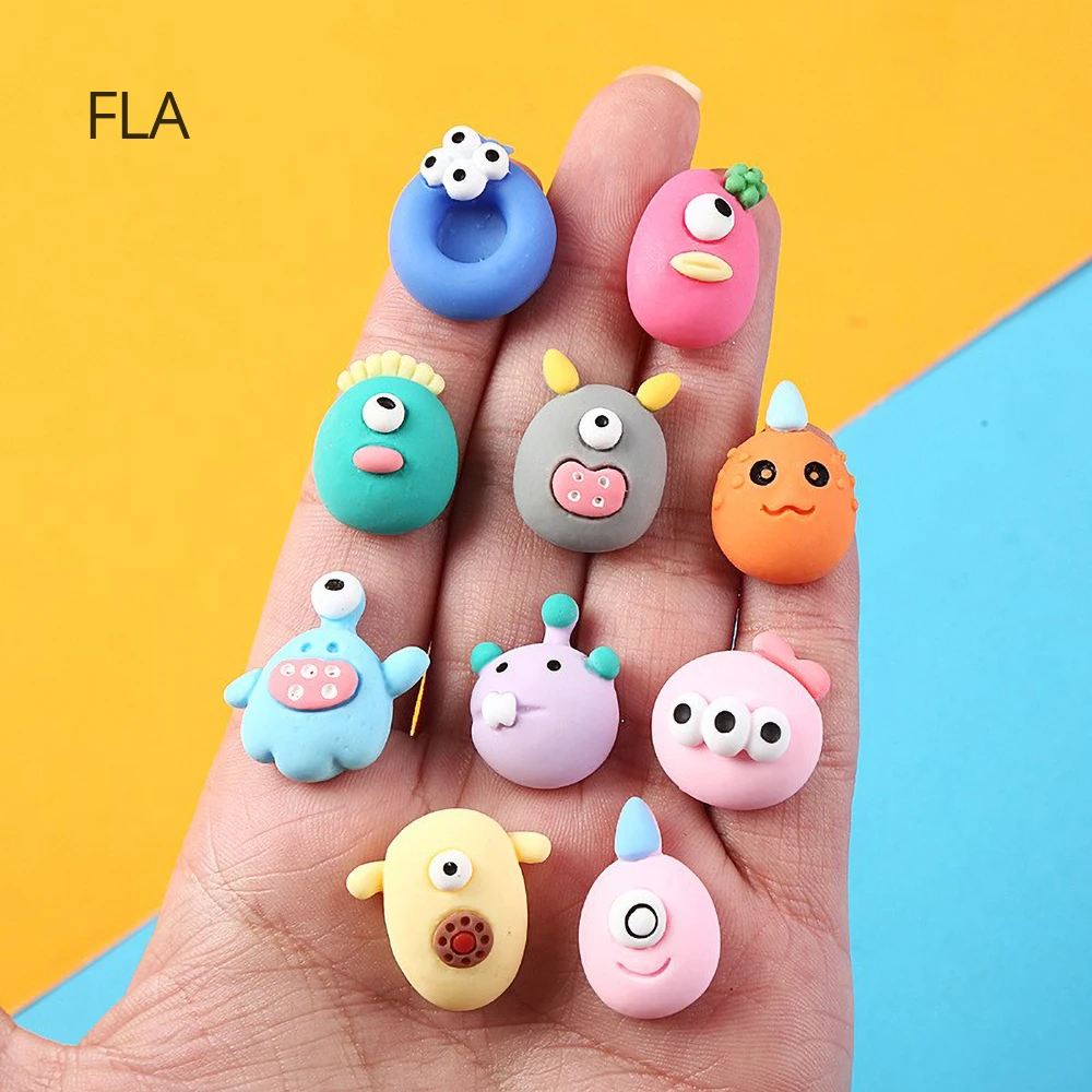 5PCS  3D Resin Cartoon Monster Toyes Decorations Birthday Gifts Scrapbook Embellishments DIY Phone Case Decor 2021 new little prince resin crafts trumpet 2 colors hand made car home decorations cartoon dolls doll birthday gifts ornaments