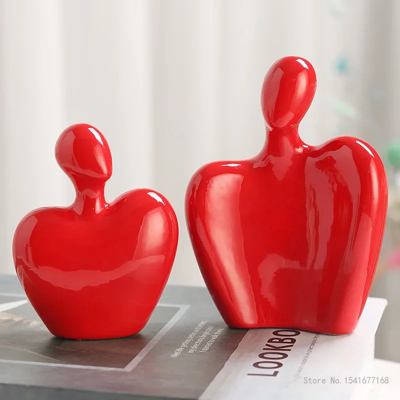 Nordic Ceramic Couple Embring Sculpture, Creative Home Decoration, Living Room, Wine Cabinet, Bedroom Decorations, 1Pc