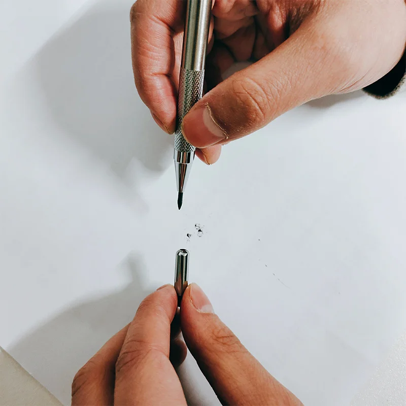 Set Matite Meccaniche Metalliche - 5 Pezzi 0.3-2mm, Con Mine, Gomme E Temperini, Per Disegno - Foto 9