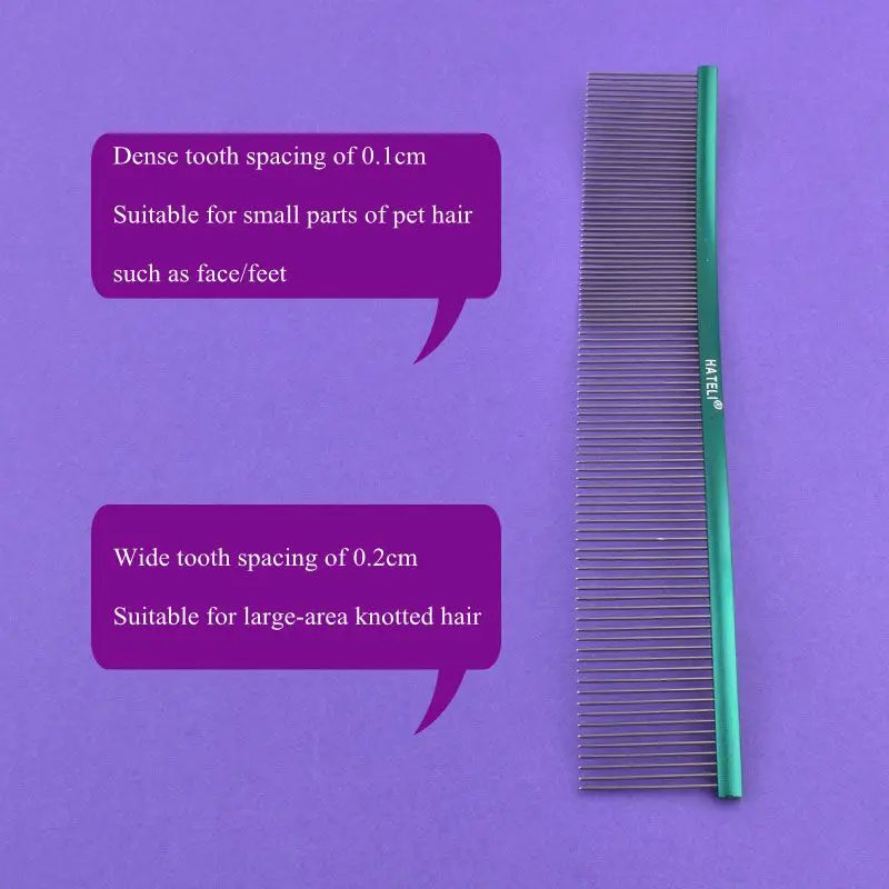 Professional Stainless Steel Pet Grooming Comb - Dual Teeth Design for Effective Hair Removal