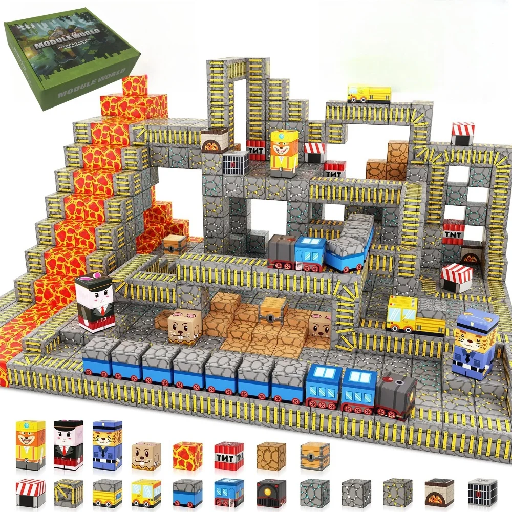DIY Magnetic Blocks Street View Mine Magnet World Set for Boys & Girls Age 3+ Sensory Toys for Toddlers Gifts Construction Toys