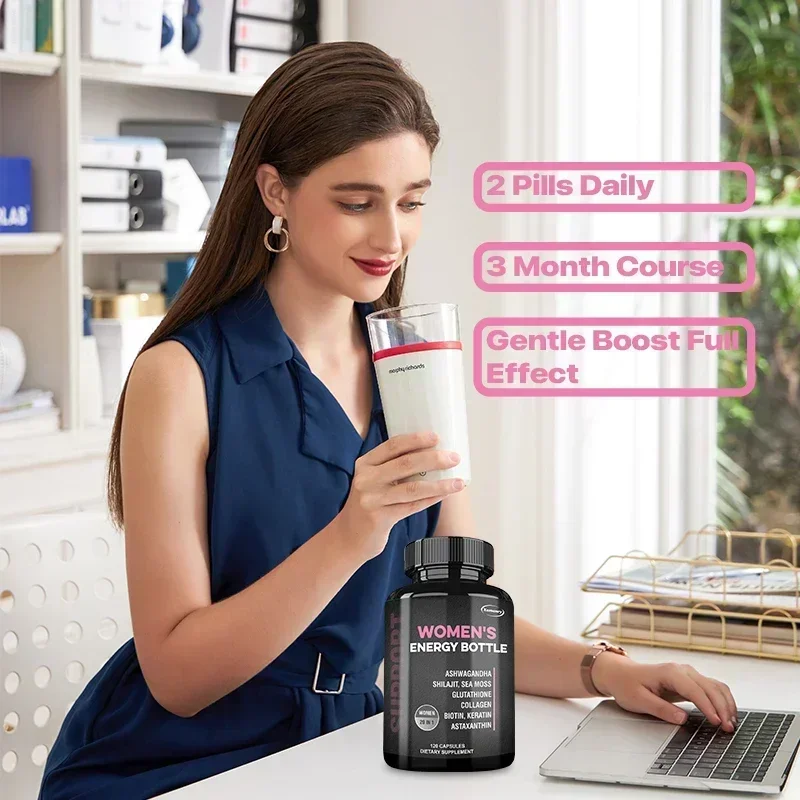 Women's Energy Supplement Supports The Immune System Boosts Energy Improves Mood and Balances Hormones 120 Capsules