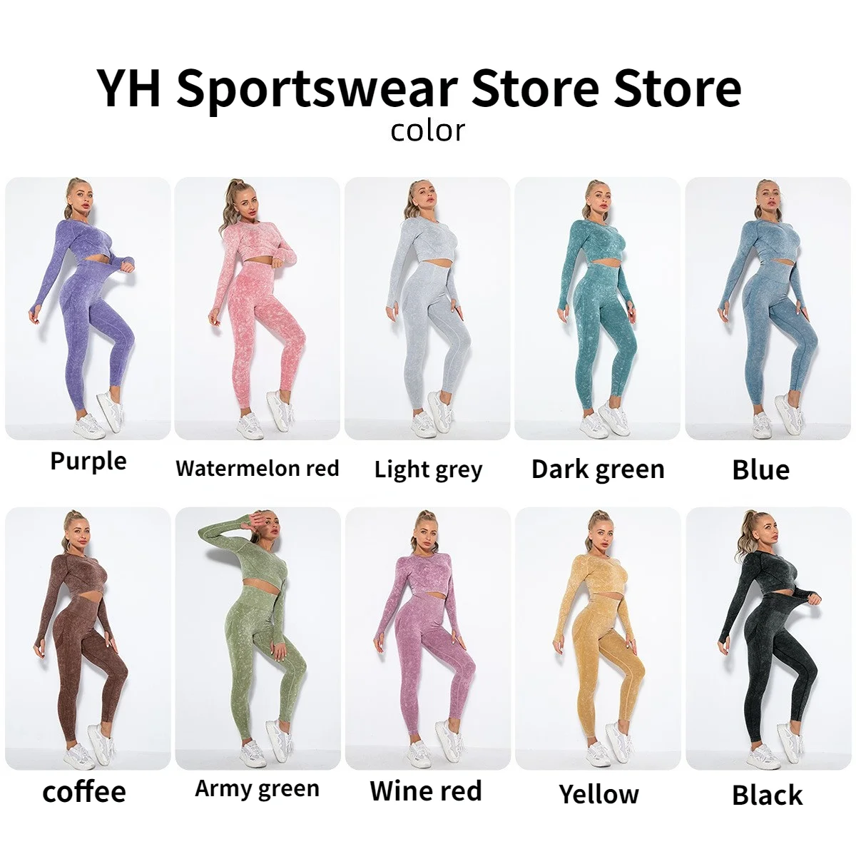 Cropped Top Gym Set Seamless Women Yoga Workout Set Fintess Clothing Push Up Leggings Sport Wear Women Suits Tracksuit