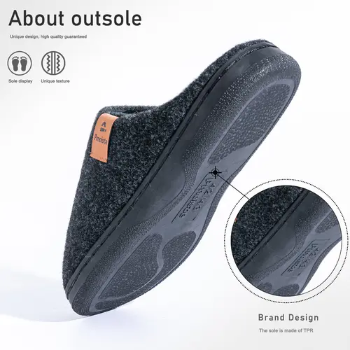 Winter Men Felt Platform  House Slippers Ultra Warm Cushion   Cozy Living Non-Slip TPR Outdoor Indoor House - Image 3