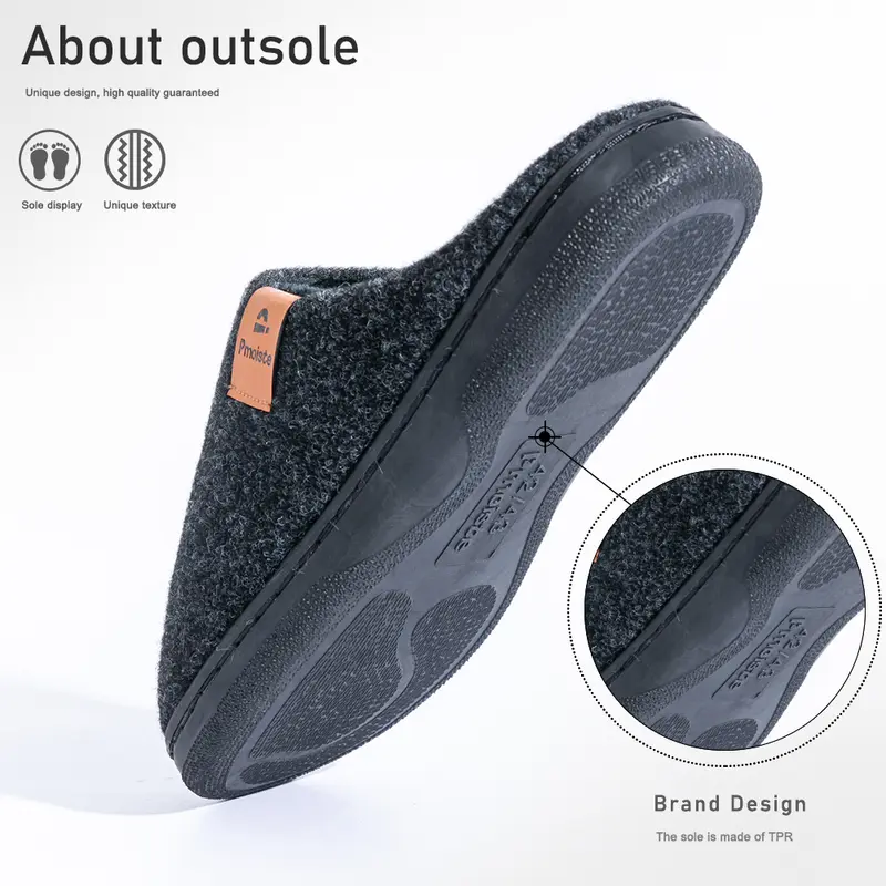 Winter Men Felt Platform  House Slippers Ultra Warm Cushion   Cozy Living Non-Slip TPR Outdoor Indoor House - Image 3