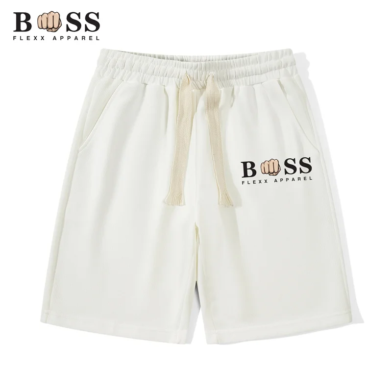 2024 Summer Men's Sports Shorts Solid Color Straight Barrel Pattern Loose Elastic Waist Drawstring Casual Shorts Jogging Shorts 3