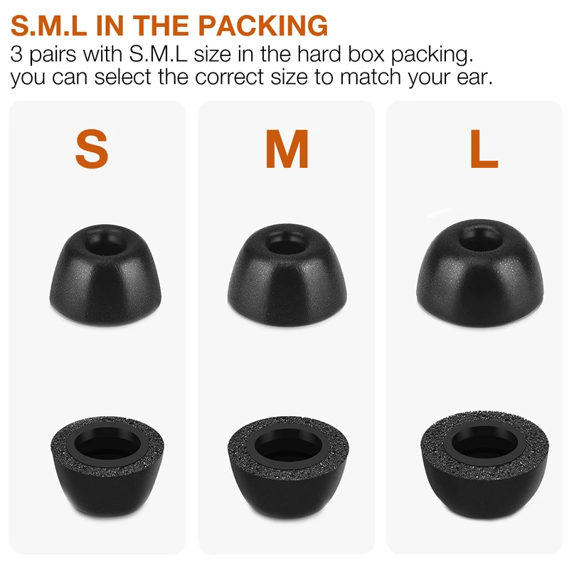 Memory Foam Eartips Replacement for Audio-Technica ATH-TWX9 / ATH-CKS50TW / ATH-SQ1TWBK Wireless Earbuds Earpad Ear Tips