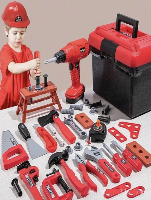 Kids Tools Set Toys 68/55/41/38 Simulated Repair Tool Set Pretend PlayEngineer Plastic Construction Toys Toddler Kids Boys Gift 1