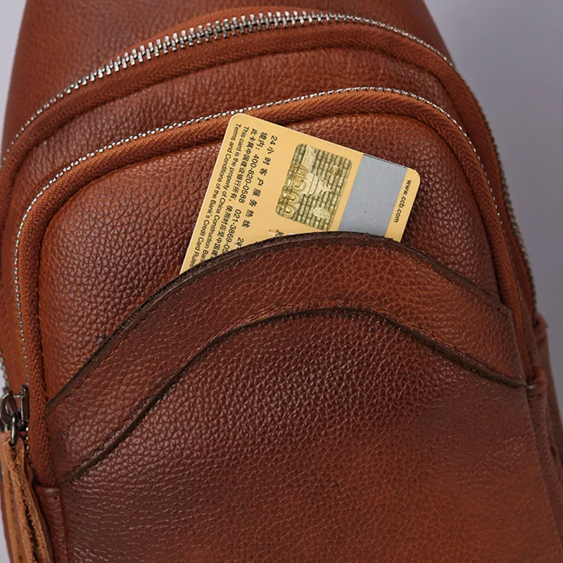 Luxury Designer Mens Genuine Top Grain Leather Chest Bag image 22