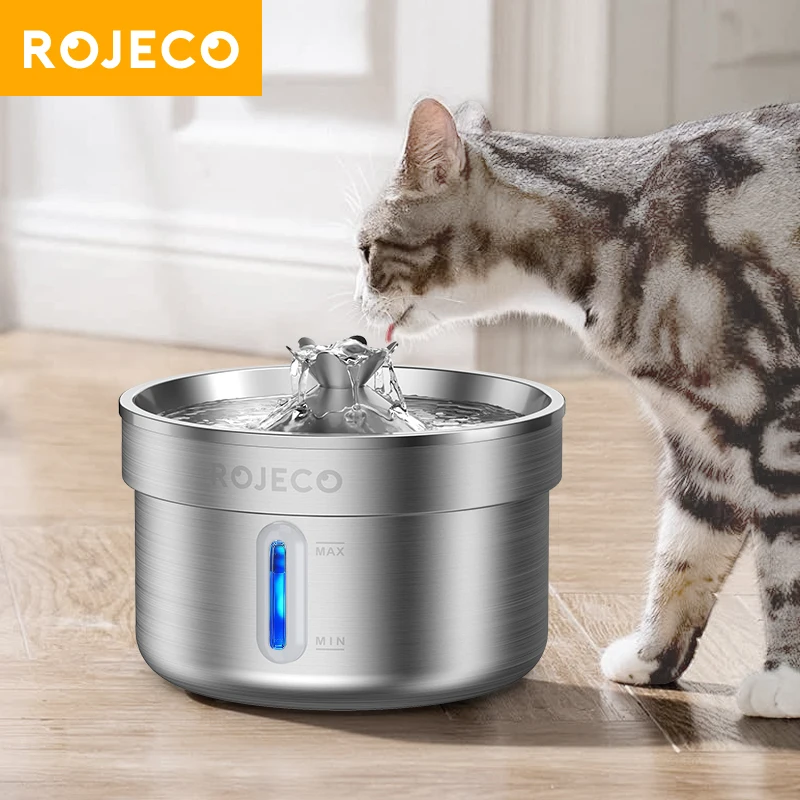 Rojeco Stainless Steel Pet Drinking Fountain Automatic Cat