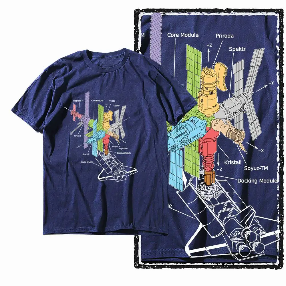 G39 NAVY Baumwoll-T-Shirt für Herren mit coolem Astronauten-Grafikmotiv | Streetwear Übergrößen O-Ausschnitt Herren T-Shirt – Detail 5