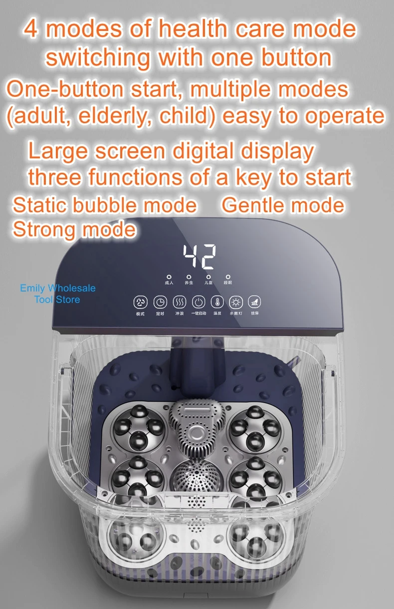 Description Picture 5 of itemGlass mirror touch screen footbath soaking bucket deep bucket surfing footbath constant temperature heating footbath bucket