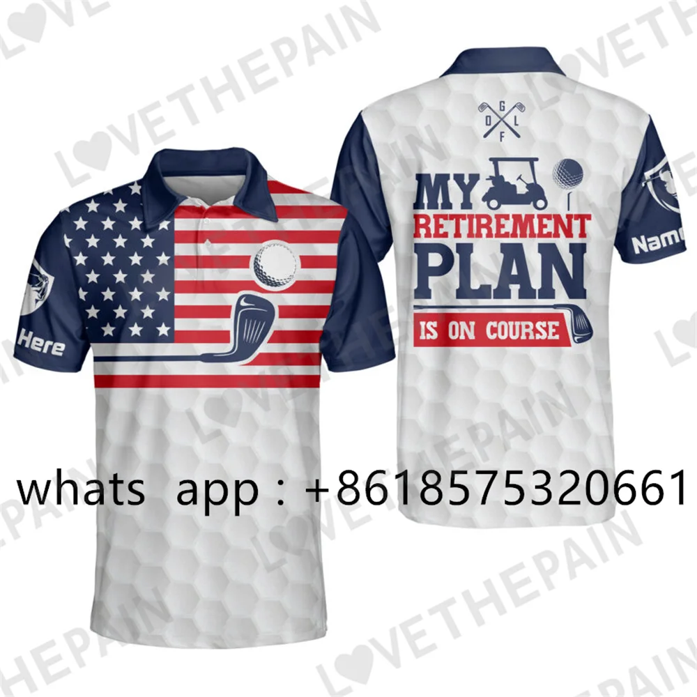 Men Golf Shirt Polo Lapel Fashion Short Sleeves Sports Buttons Shirts Casual T-shirt Quick Dry Breathable Printing Clothing 2023