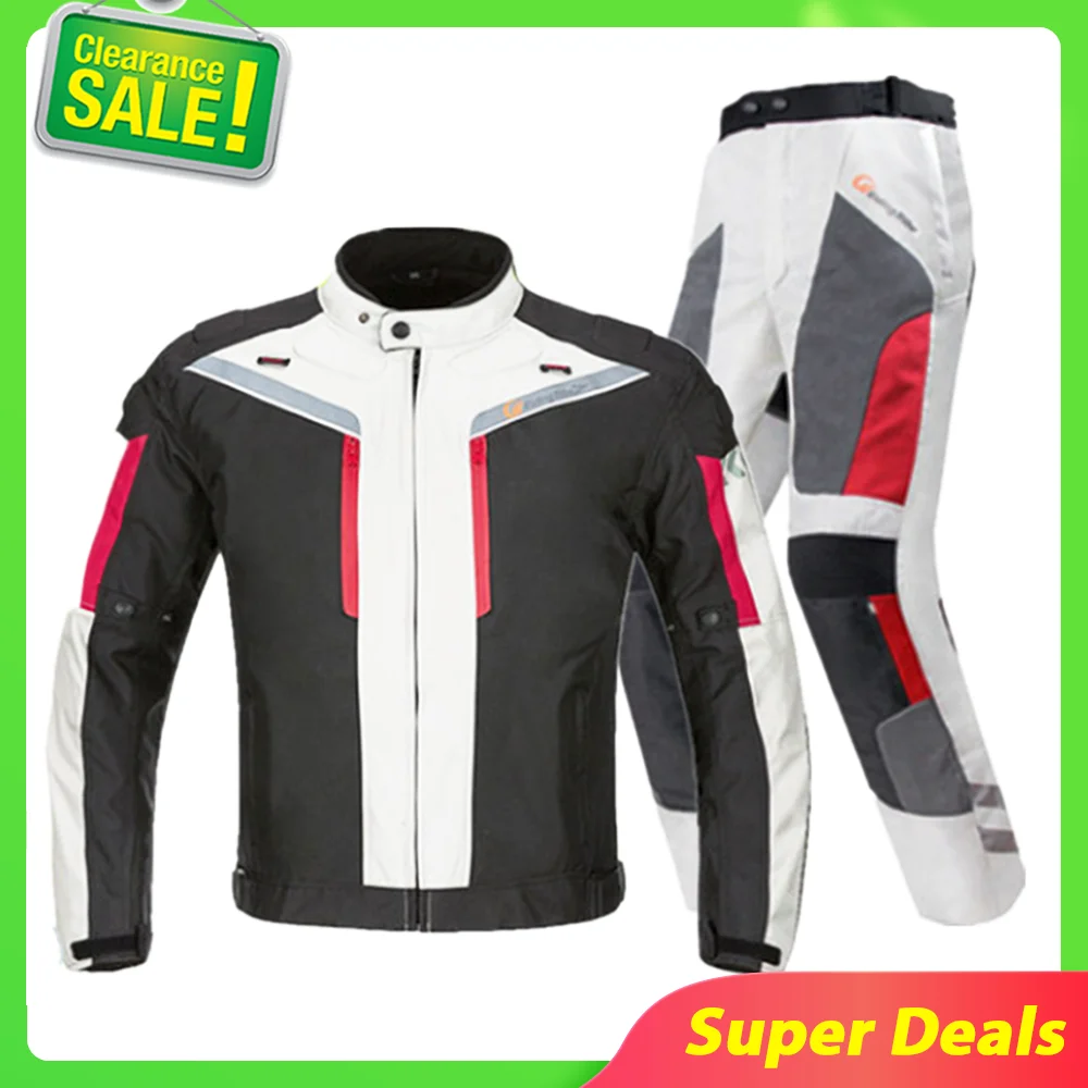 MotorcycleJacketMenMotoClothingRidingPantsWindproofMotorbike