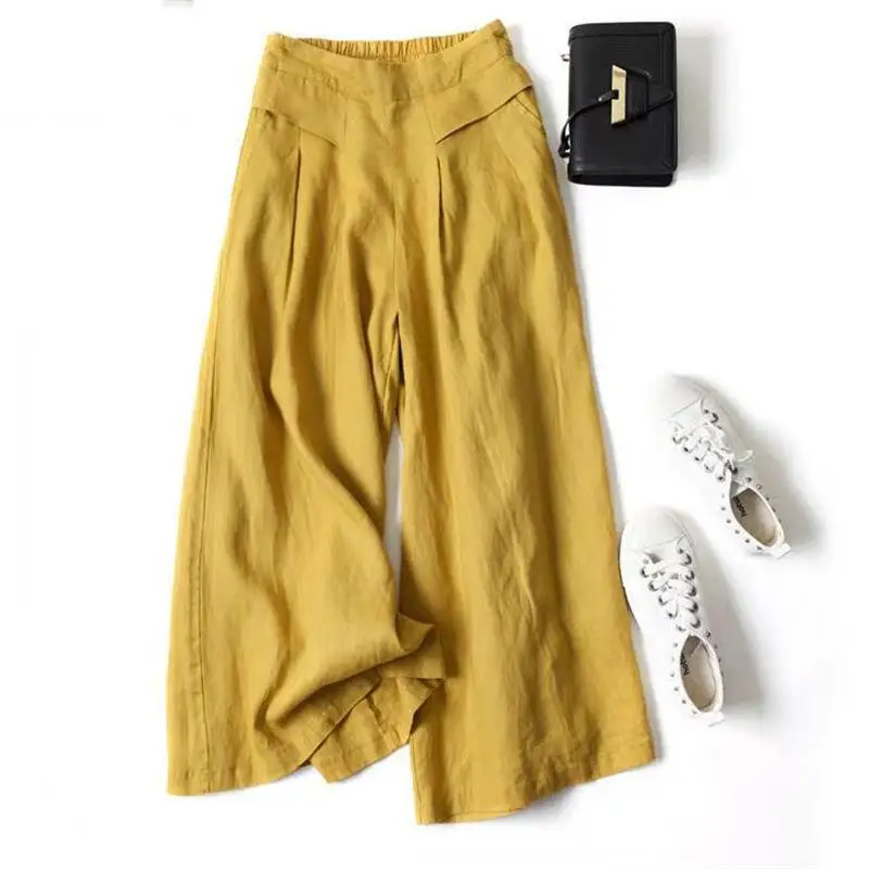 Loose High Waist Wide Leg Pants Elastic Comfortable Fit Nine Point Long Trousers for Women Spring Season Faion Trend - Image 4