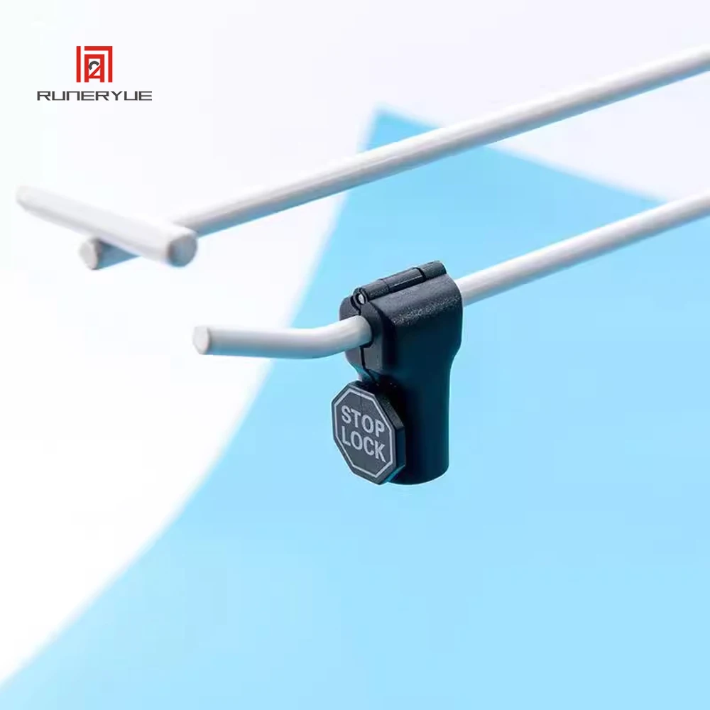 100PCS 6mm Plastic Anti-Theft Locks Red Peg Hook Stop Lock Pegboard Hook Lock Retail Shop Supermarket Black Color