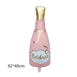 Elegant Celebration Foil Balloon Set with Champagne Bottle and Wine Glasses - Perfect for Weddings, Birthdays, and Festive Backdrops (Wine - Bottle - Pink)
