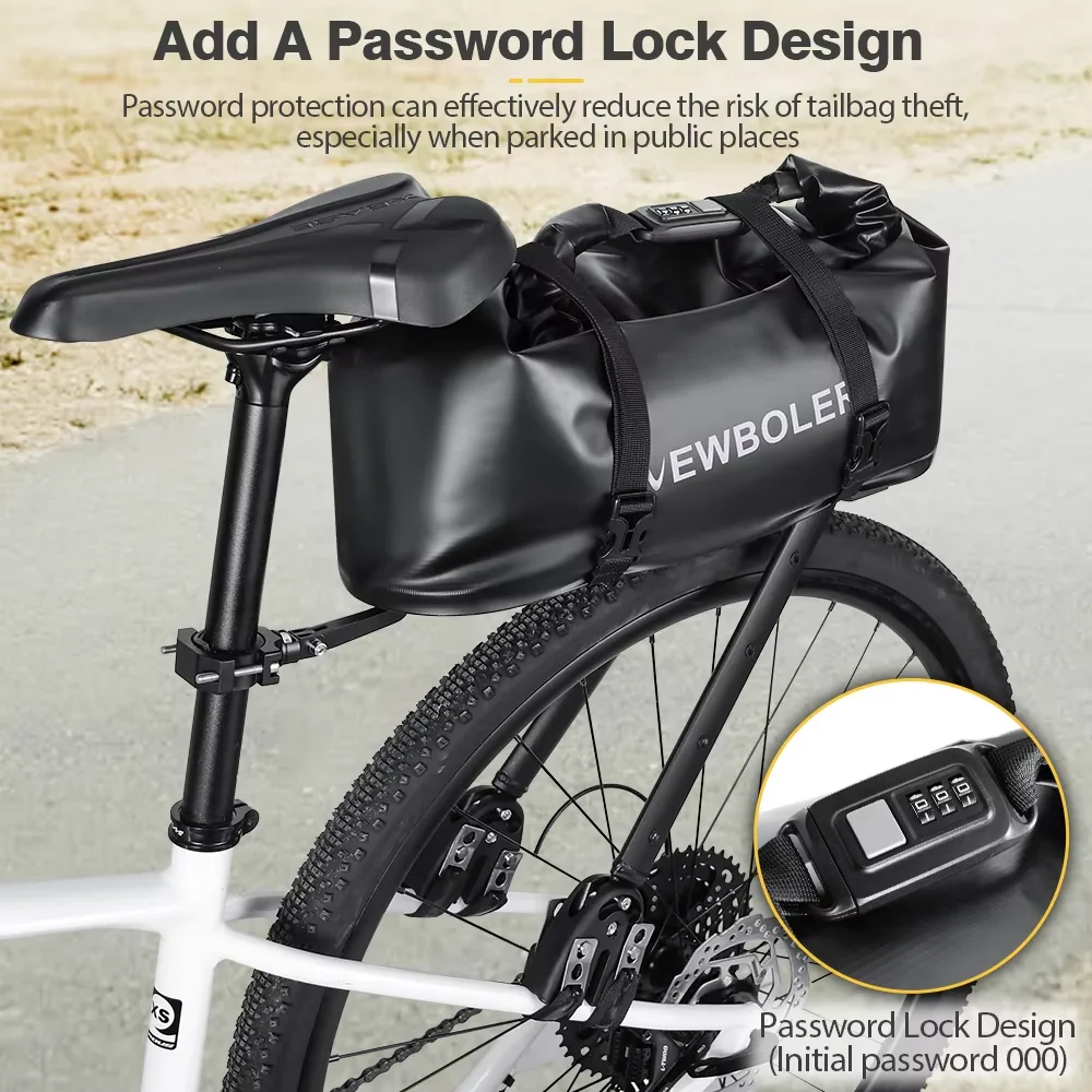 NEWBOLER 20L Portapacchi per bicicletta in lega di alluminio Passcode Lock Borsa per bici Bikepacking per MTB e scaffale per bici da ghiaia - Image 3