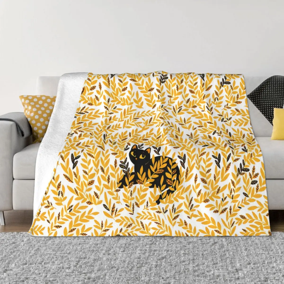 

Blanket Flannel Decoration Honey Black Cat Portable Home Bedspread