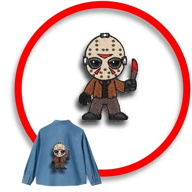 

1pcs Patch Stickers Iron On Patches for Clothing Sewing Halloween Ghosts Embroidery Fusible Applique Badge Bag Decoration Stripe