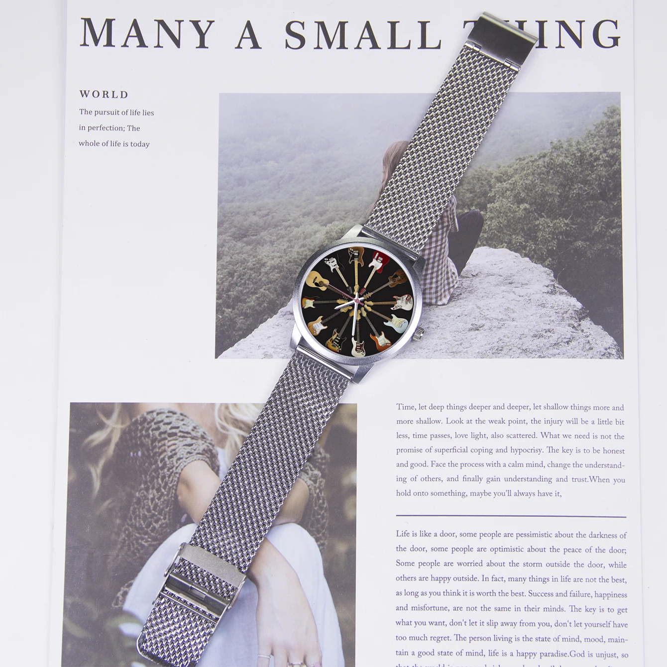 Logo Men's Watch Wife Musical Instrument Universal Watches Husband Family Pattern Guitar Clock Wristwatch DIY Dial 2